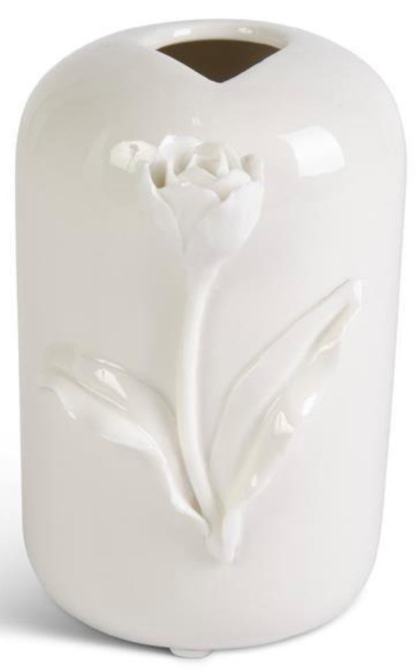 Ivory Rose Relief Ceramic Vase
