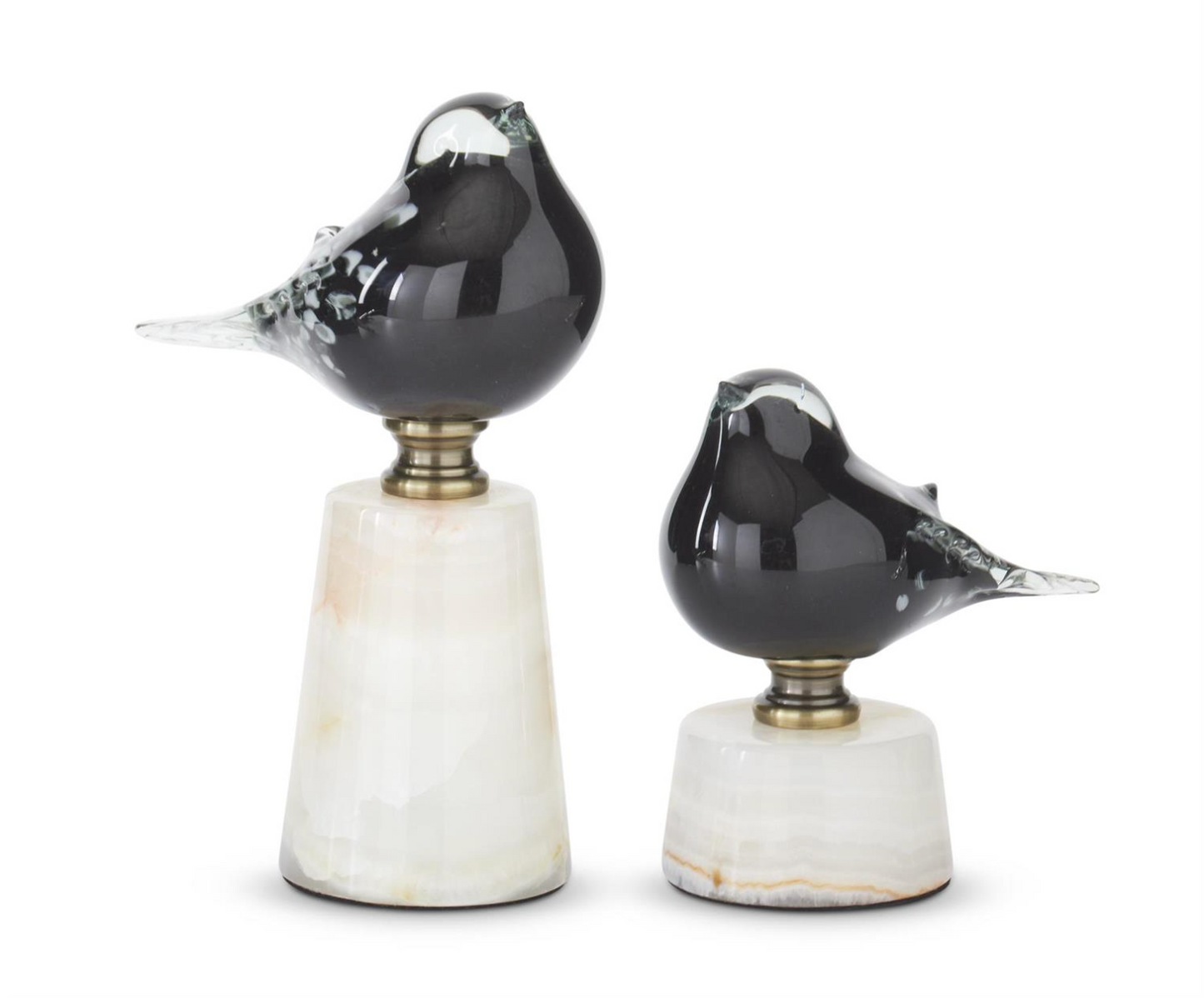 Petite Obsidian Glass Marble Bird