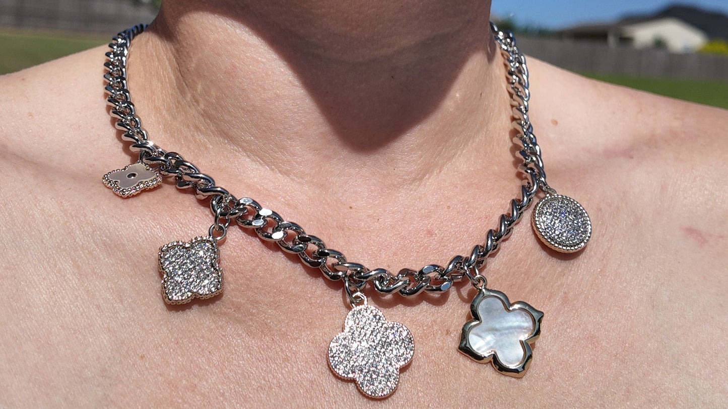 Giselle Motif Necklace worn styled with everyday layering look
