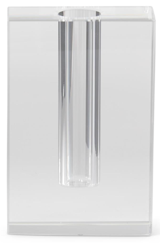 Clear crystal vase on a white background