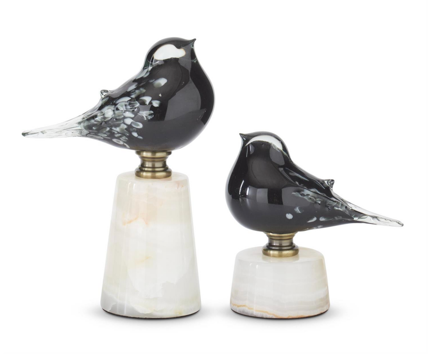 Petite Obsidian Glass Marble Bird