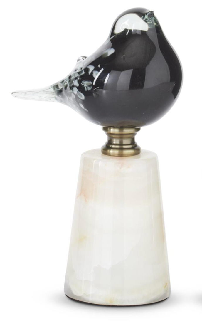 Grande Obsidian Glass Marble Bird
