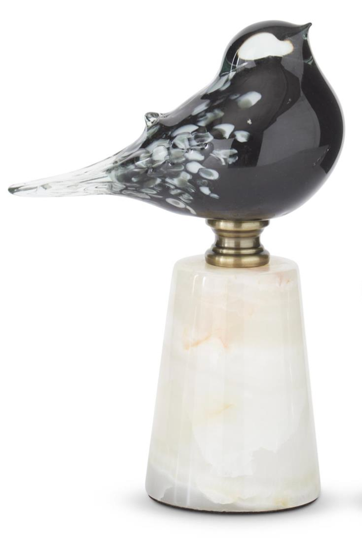 Grande Obsidian Glass Marble Bird