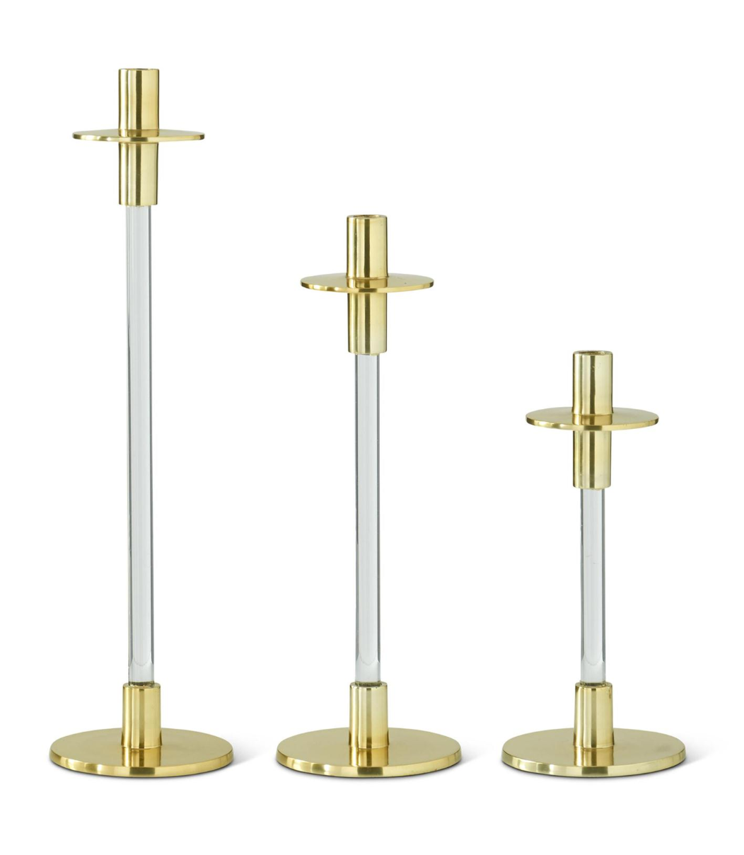 Clairmont Acrylic & Gold Pillar Candleholder