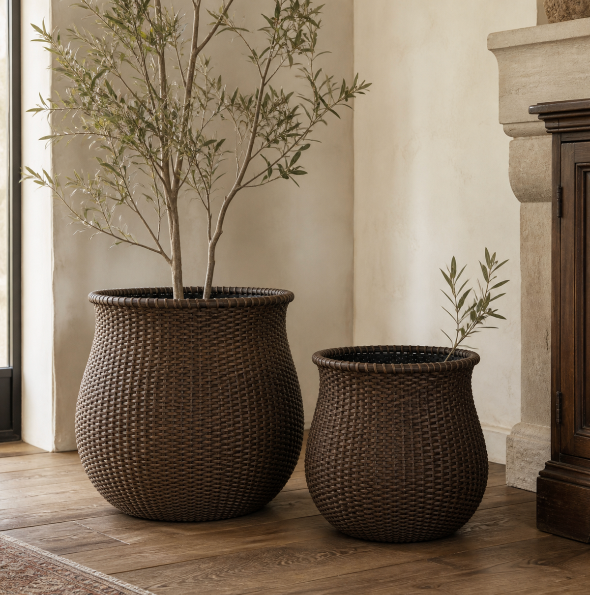 Bly Hollow Rattan Urn Basket - Classic and Grande