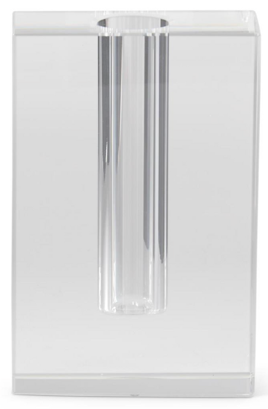 Clear crystal vase on a white background