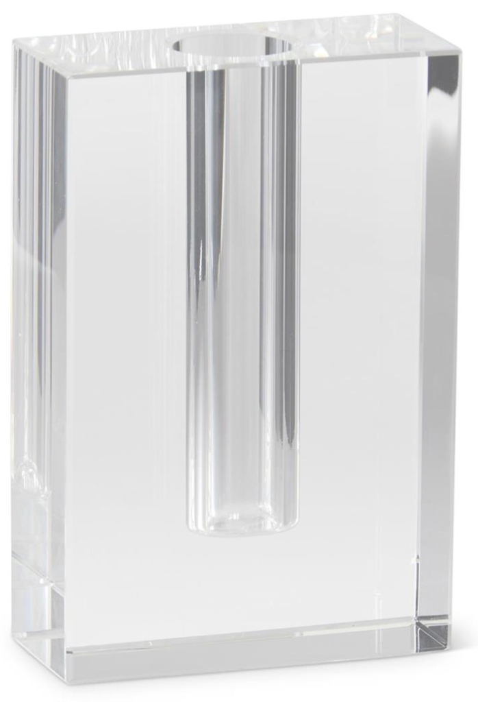 Clear glass vase on a white background