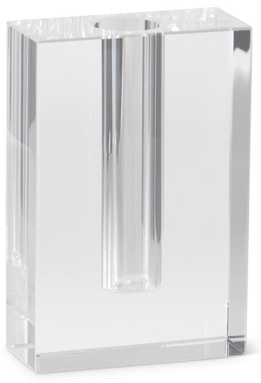 Clear glass vase on a white background